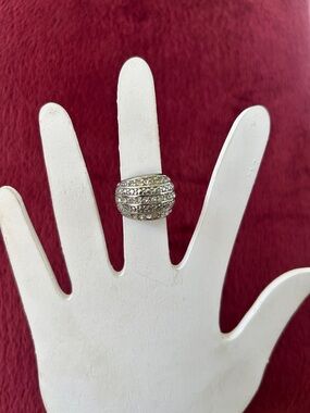 Avon Silver Day To Night Faux Diamond Dome Ring Size 5 1/2